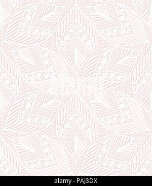 Motif dentelle transparente faite de feuilles ornementales ethniques abstarct sur fond rose Illustration de Vecteur