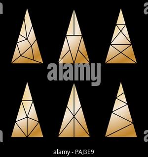 Ensemble d'arbres de Noël stylisé graphique sur fond noir Illustration de Vecteur