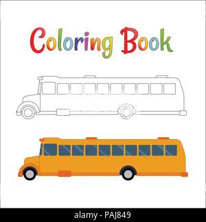 Coloriage d'autobus scolaire, concept retour à l'école, pour les enfants d'illustration vectorielle, de l'école school bus isolé sur fond blanc. EPS 10 Illustration de Vecteur