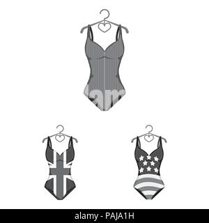Différents types de maillots de bain en icônes monochromes collection set pour la conception. Accessoires de natation symbole vecteur illustration de stock. Illustration de Vecteur