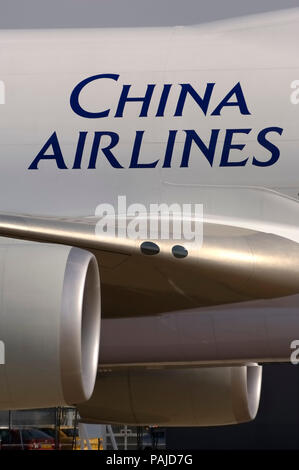 Titres China Airlines sur le fuselage à l'aile et les moteurs à la fine pointe de l'aéronautique de Paris de 2005, Salon-du-Bourget Banque D'Images