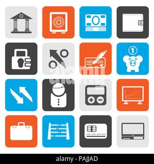 Télévision, banque et finance d'entreprise - icônes vector icon set Illustration de Vecteur
