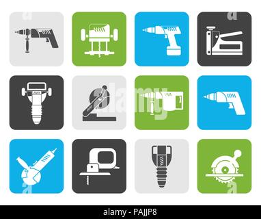 Télévision le bâtiment et la construction des icônes d'outils - Vector Icon Set Illustration de Vecteur