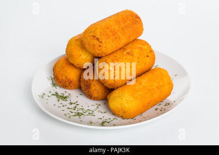 Une assiette de fromage mozzarella fromage frit Banque D'Images