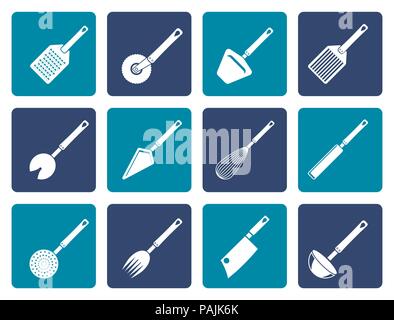 Télévision différents types d'accessoires de cuisine et l'équipement icônes - vector icon set Illustration de Vecteur