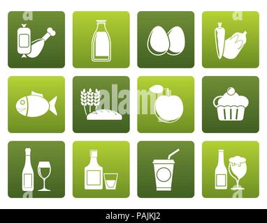 Télévision des Aliments, boissons et aliments icônes - vector icon set Illustration de Vecteur