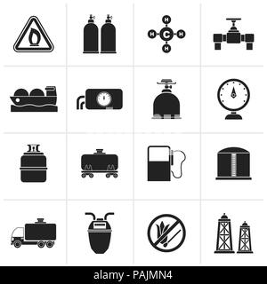 Gaz Naturel et noir objets icônes - vector icon set Illustration de Vecteur