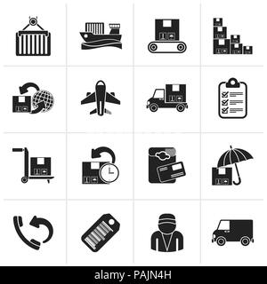 Cargo noir, d'expédition et de livraison - icônes vector icon set Illustration de Vecteur