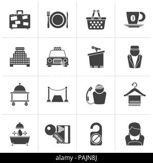 L'hôtel Black et services motel icons - vector icon set Illustration de Vecteur