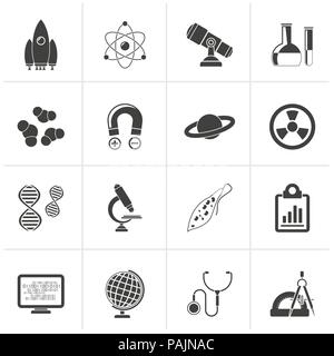 La science noire, la recherche et l'éducation Icônes - Vector Icon Set Illustration de Vecteur