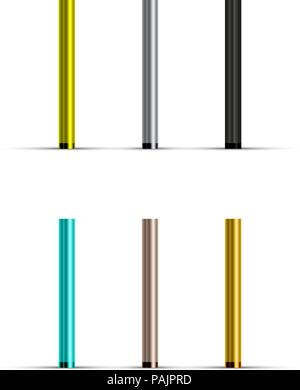 Les tuyaux métalliques anodisés de différentes couleurs. Éléments de conception vectorielle définie pour la conception Illustration de Vecteur