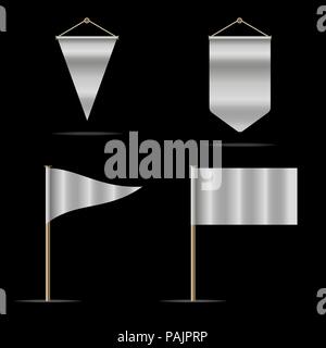 Drapeaux et fanions blancs de formes différentes. Éléments de conception vectorielle définie pour la conception Illustration de Vecteur