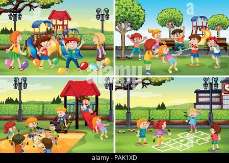 Un ensemble d'enfants à l'aire de l'illustration Illustration de Vecteur