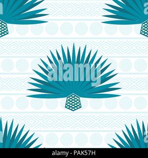 Abstract vector background with maguey. Modèle sans couture avec cactus agave bleu Illustration de Vecteur