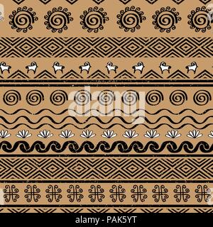 Motif tribal cucuteni transparente avec des symboles Illustration de Vecteur