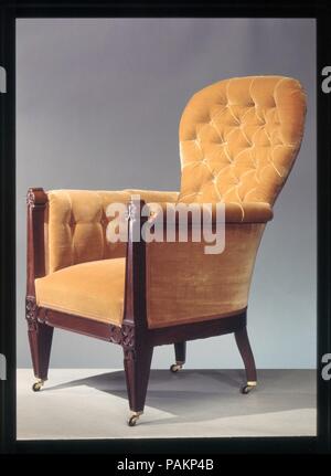 Un fauteuil. Culture : L'Américain. Dimensions : 43 5/8 x 27 1/2 x 34 in. (110,8 x 69,9 x 86,4 cm). Date : ca. 1852. Musée : Metropolitan Museum of Art, New York, USA. Banque D'Images