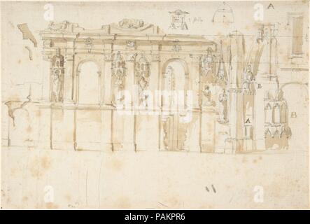 Conception d'un monument architectural (Tombeau ?). Artiste : Anonyme, Italien, 19e siècle. Dimensions : 5 1/4 x 7 11/16 in. (13,3 x 19,6 cm). Date : 1850-80. Musée : Metropolitan Museum of Art, New York, USA. Banque D'Images