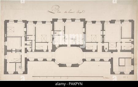 Plan au sol pour deuxième étage d'un palais. Artiste : Degana. Designer : Conçu par raux. Dimensions : 9 3/4 x 16 3/4 in. (24,8 x 42,6 cm). Date : n.d.. Musée : Metropolitan Museum of Art, New York, USA. Banque D'Images