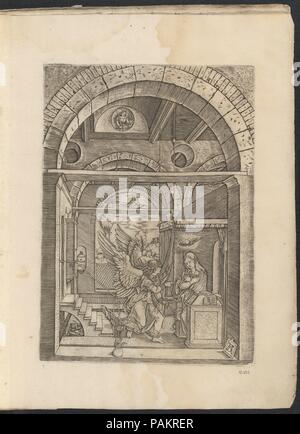 Impression moderne de l'Adoration des Mages qui approche le Christ enfant tenu par la Vierge. Artiste : Marcantonio Raimondi (Italien, Argini ( ?) ca. 1480-avant 1534 Bologna ( ?)) ; Après l'allemand Albrecht Dürer (Nuremberg, 1471-1528). Fiche Technique : Dimensions : 15 × 3/16 11 7/16 po. (38,5 × 29 cm) Plaque : 11 5/8 x 8 1/16 in. (29,5 × 20,5 cm). Date : ca. 1500-1534. Musée : Metropolitan Museum of Art, New York, USA. Banque D'Images