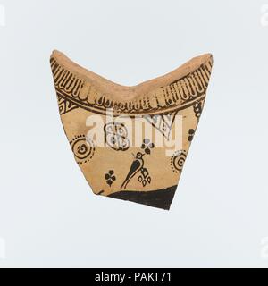 Fragment d'une cruche en terre cuite (oinochoe). Culture : l'Orient Grec, chèvre sauvage Style. Dimensions : H. 2 15/16 in. (7,5 cm). Date : 7ème siècle avant JC. Quadrupède Cornu et d'oiseaux. Musée : Metropolitan Museum of Art, New York, USA. Banque D'Images