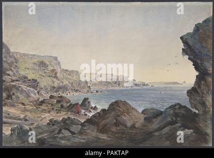 Foilhummerum Bay, Valentia, à au large du point où le câble n'atteigne les côtes de l'Irlande. Artiste : Charles Robert Dudley (britannique, 1826-1909). Fiche Technique : Dimensions : 6 1/4 x 9 5/16 in. (16 × 23,5 cm). Date : 1865-1866. L'un des grands du 19e siècle les réalisations technologiques était de jeter un câble télégraphique sous l'Atlantique, ce qui permet d'accélérer les messages entre l'Amérique et l'Europe en quelques minutes, au lieu de dix ou douze jours par vapeur. Au départ, une tentative réussie en 1858, dirigée par Cyrus W. Champ et financé par la compagnie de télégraphe de l'Atlantique, a échoué après thr Banque D'Images