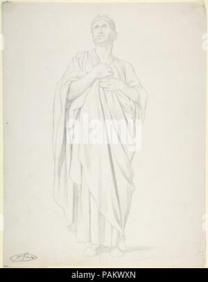 Étude de l'Apôtre, pour la peinture de l'Ascension de Saint-Germain des Prés, Paris (1839-1863). Dimensions : 11 1/16 x 8 9/16 in. (28.1 x 21.8cm). Rapporteur pour avis : Hippolyte Flandrin (Français, Lyon 1809-1864 Rome). Date : 1822-64. Musée : Metropolitan Museum of Art, New York, USA. Banque D'Images