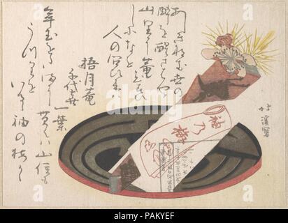 Le bac à papier (Noshi Noshi indique un présent). Artiste : Totoya Hokkei (Japonais, 1 780-1 850). Culture : le Japon. Dimensions : 5 1/4 x 7 3/16 in. (13,3 x 18,3 cm). Date : 1816. Musée : Metropolitan Museum of Art, New York, USA. Banque D'Images