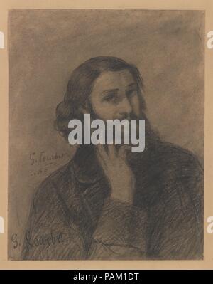 Self-Portrait. Artiste : Gustave Courbet, Ornans 1819-1877 Français (La Tour-de-Peilz). Fiche technique : Dimensions : 10 1/2 x 8 1/4 in. (26,7 x 21 cm). Date : ca. 1866. Musée : Metropolitan Museum of Art, New York, USA. Banque D'Images