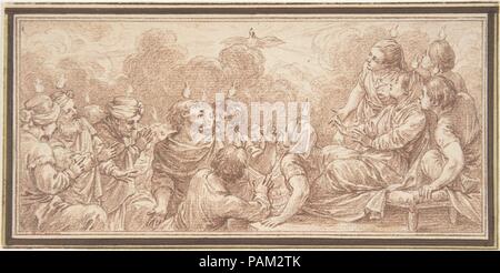 La venue de l'Esprit Saint à la Pentecôte. Artiste : Charles Nicolas Cochin II (français, Paris 1715-1790 Paris). Dimensions : 3 x 6 7/16 in. (7,6 x 16,3 cm). Musée : Metropolitan Museum of Art, New York, USA. Banque D'Images