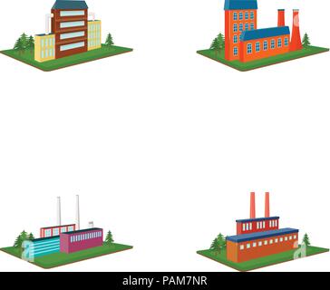 Usine de traitement,usine métallurgique. Ensemble de l'industrie et de l'usine icônes de la collection cartoon style symbole vecteur illustration isométrique stock . Illustration de Vecteur