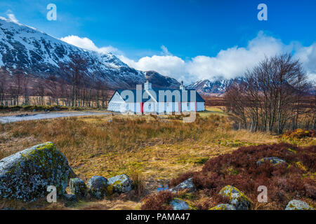 Cottage de Blackrock, Glencoe, Argyll, Scotland, Royaume-Uni, Europe Banque D'Images