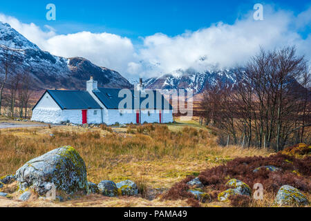 Cottage de Blackrock, Glencoe, Argyll, Scotland, Royaume-Uni, Europe Banque D'Images