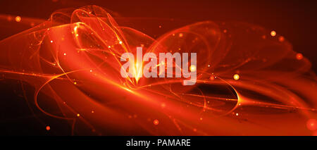 Fiery glowing nouvelle technologie dans l'espace profond, générée par ordinateur résumé fond, 3D Rendering Banque D'Images