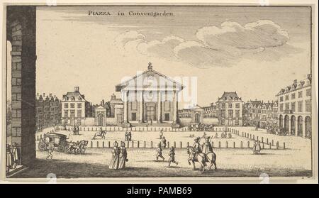 La Piazza de Covent Garden. Wenceslaus Hollar : artiste bohème, Prague 1607-1677 (Londres). Fiche Technique : Dimensions : 5 11/16 in. × 10 in. (14,4 × 25,4 cm). Series/Portfolio : vues de Londres. Date : ca. 1647. Vue sur le marché de Covent Garden, direction St Paul's Church. Musée : Metropolitan Museum of Art, New York, USA. Banque D'Images