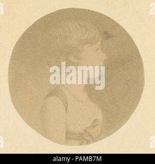 [Gravure portrait of a Girl in Profile, du fleuve Memin Collection de portraits]. Artiste : Jeremiah Gurney (Américain, Coxsackie 1812-1895, New York) ; Après Charles B. J. F. de Saint-Mémin (Français, Dijon Dijon 1770-1852). Dimensions : 5,6 x 5,6 cm (2 3/16 x 2 3/16 in. ). Date : 1862. Musée : Metropolitan Museum of Art, New York, USA. Banque D'Images