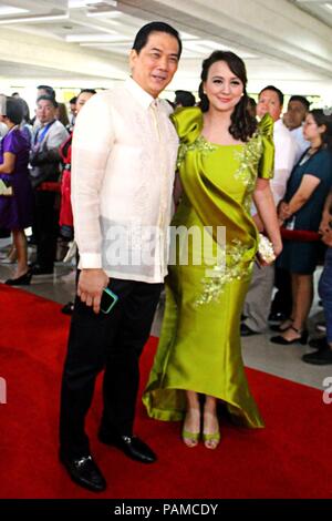 Aux Philippines. 23 juillet, 2018. Membre du Congrès de la ville de Manille Manny Lopez l'arrivée à l'entrée du tapis rouge de l'aile nord de la Chambre des représentant pour la 3ème l'état de la Nation (SONA) du Président Rodrigo Duterte Roa dans complexe de Batasan, Quezon City le 23 juillet 2018. Credit : Gregorio B. Dantes Jr./Pacific Press/Alamy Live News Banque D'Images