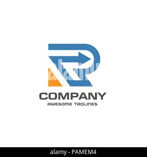 Creative lettre R avec la flèche logo, conception de logo d'entreprise abstrait moderne, modèle de lettre R modèle Logo modifiable pour votre entreprise Illustration de Vecteur