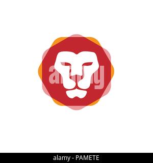 Tête de Lion créatif avec hexagone coloré vecteur vecteur- signer concept illustration. Logo tête de lion. Tête de lion sauvage illustration graphique. L'élément de conception Illustration de Vecteur