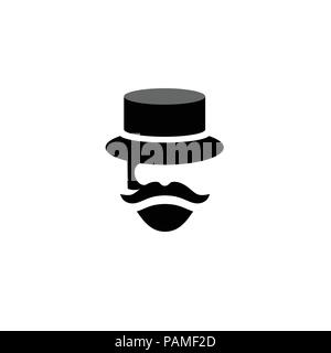 Les gens vieux rétro vintage moustache barbe style gent icônes, coiffure mister gentleman party black silhouette vecteur Illustration de Vecteur