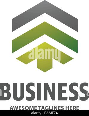 Immobilier avec logo icône flèche concept, la construction de gratte-ciel, illustration logo logo design, logo, Vector construction abstraite de haut business Illustration de Vecteur