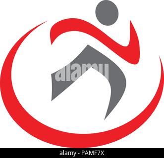 L'exécution de l'icône du Sport, Fitness signe, symbole, les gens de jogging running vecteur modèle logo Illustration de Vecteur