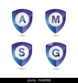 La protection à l'intérieur lettre logo vector concept illustration. Logo bouclier abstrait signe. L'élément de conception. Illustration de Vecteur