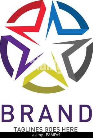 Résumé L'identité d'une société modèle logo star. Star logo vector design branding identité visuelle. Vector star simple et moderne. Illustration de Vecteur