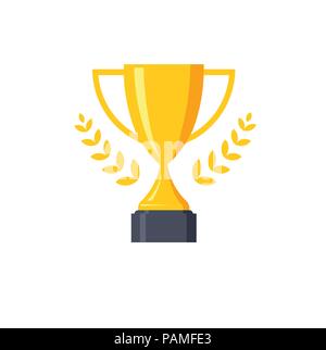 Meilleur champion trophée coupe du vecteur icône plate. Vainqueur de la coupe du Champion trophy et la victoire Illustration de Vecteur