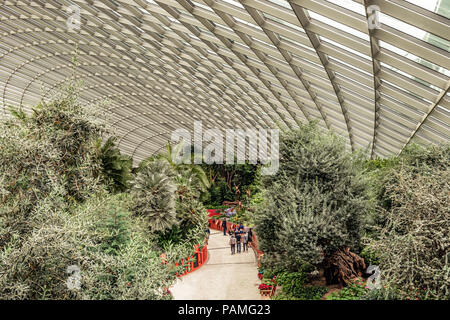 Singapour 11 Jan, 2018 : les touristes visitant dome fleur d'hiver dans les jardins de la baie de Singapour. C'est immense jardin botanique sous toit en verre avec Banque D'Images