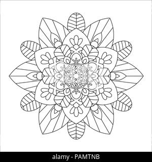 Mandala fleur illustration vectorielle. Motif Oriental, affiche des éléments décoratifs. L'Islam, Arabe, Indienne, marocaine, turque de motifs ottomans. Coloriage Illustration de Vecteur