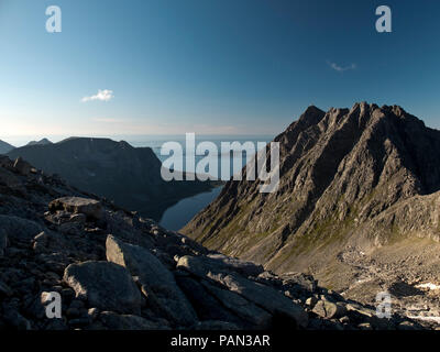 Vue de l'Styrmannstinden Mountain, près de Tromso, Norvège Banque D'Images