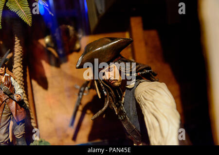 GENOVA, ITALIE - 4 mai 2016 : Johnny Depp comme Jack Sparrow, Pirates des Caraïbes, musée du cinéma international à Genova, Italie. Musée avec collecti Banque D'Images