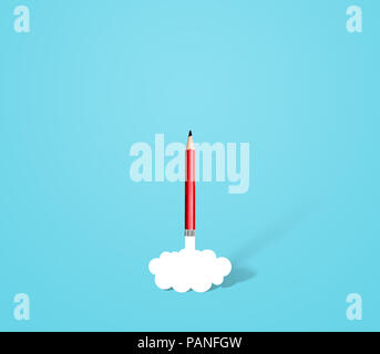 Fusée crayon avec de la fumée, une idée et de l'innovation Banque D'Images