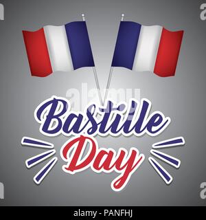 Bastille Day design avec drapeaux croisés sur fond gris, vector illustration Illustration de Vecteur